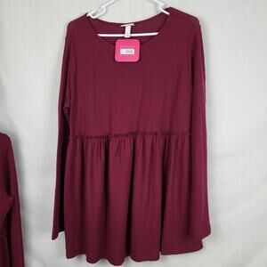 Isabel‎ Maternity Womens Dark Red Round Neck Pullover Tunic Top Size Large